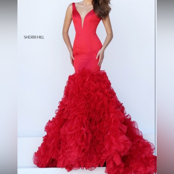 Sherri Hill Red Ball Gown - Picture 2 of 3
